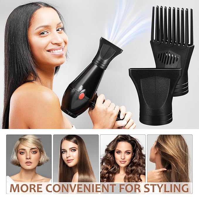 NOLITOY 2Pcs Professional Hair Dryer Nozzle Diffuser, Plastic Hair Dryer Nozzle Comb Attachment Concentrator Replacement for Hairdressing Salon Styling Tool Special