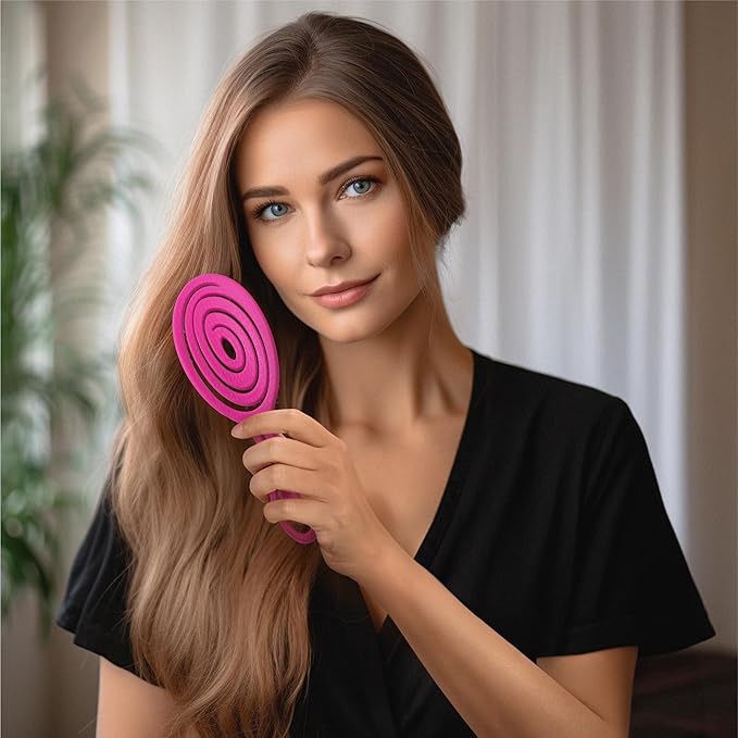 Ninabella Spiral Hairbrush - Detangle Hair Brush - For Brushing Wet or Blow Dry Hair - Detangler Vent Brush - Neon Pink