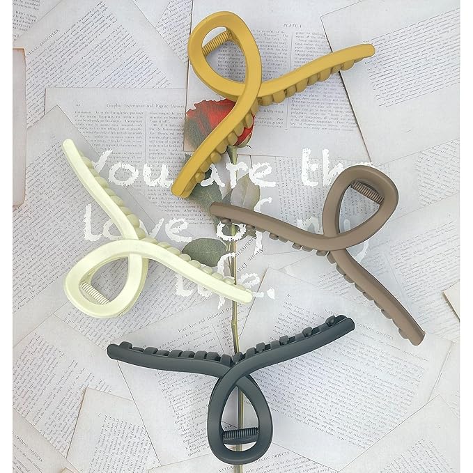 Big Hair Claw Clips 4-Pack 4.3" Non-Slip Hair for Women and Girls with Long, Thick Hair Jelly & Matte Clips (Oval-C 4pcs 4.3")