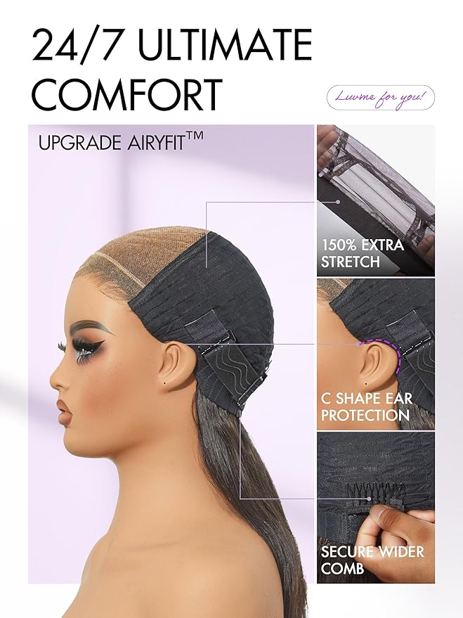 LUVME HAIR 7x6 HD Lace All-Day Comfort Wig 200% Density Hair PartingMax Lace Wigs Highlight Color Loose Body Wave Lace Front Wigs Human Hair Pre Cut Plucked Lace Frontal Glueless 26 Inches Mix Brown