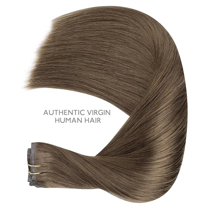 WENNALIFE Seamless Clip In Hair Extensions Human Hair, 12 Inch 80g 7pcs Light Ash Brown Real Hair Extensions Clip in Human Hair Invisible PU Skin Weft Natural Remy Hair