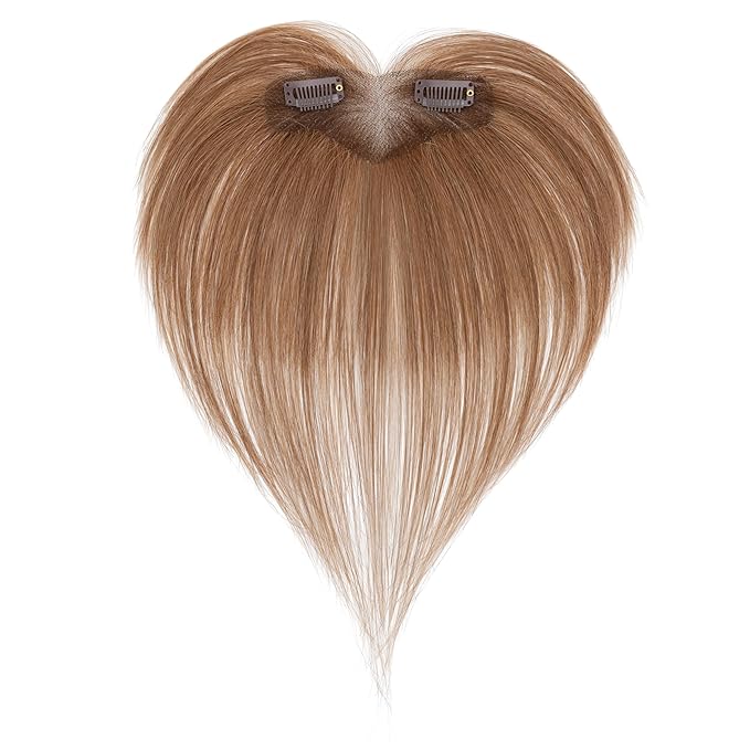 Benehair Clip on Bangs Human Hair, Front Hair Extensions for Women Hair Pieces with Temples for Daily Wear (Light Brown)