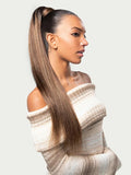 Frodio Clip in Ponytail Extension Human Hair for women Straight 26 Inches Long Straight Hair drawstring Ponytail Ash Blonde