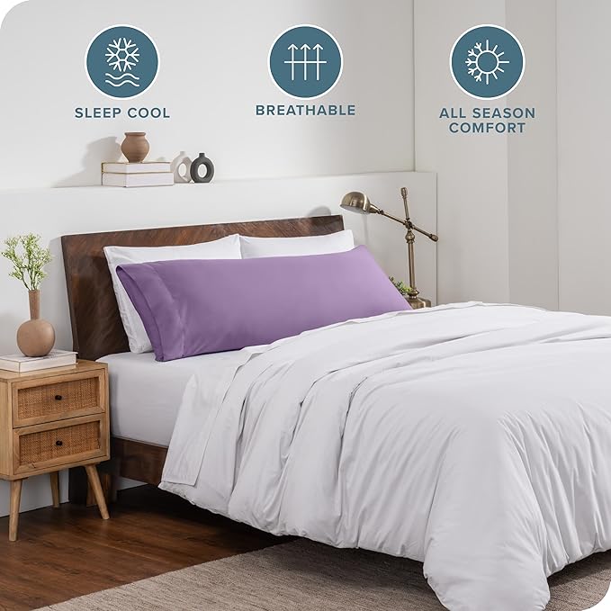 Bare Home Microfiber Body Pillow Cover - Ultra Soft & Cooling - Double Brushed - Envelope Closure - Easy Care (20''x54'' Body Pillow Cover, Lavender)