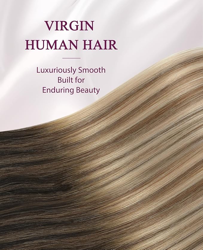 Pinkpearl Invisible Tape in Hair Extensions Human Hair, 20pcs 20inch 55g #2/6/18 Balayage Dark Brown to Chestnut Brown and Ash Blonde Injection Tape in Extensions Real Remy Human Hair Injected