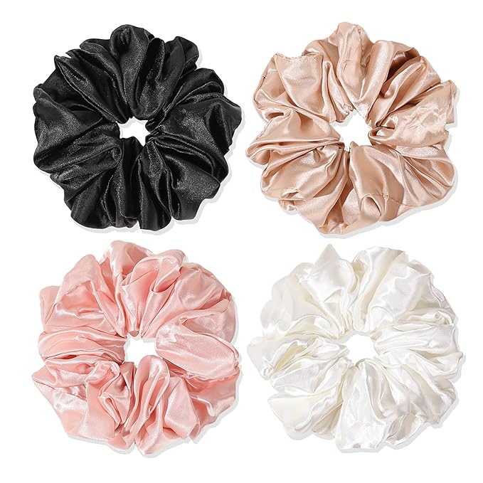 Silk Satin Hair Scrunchies for Women Girls Big Large Jumbo Scrunchie for Sleep Cute Gaint Oversize Scrunchy for Thick Hair