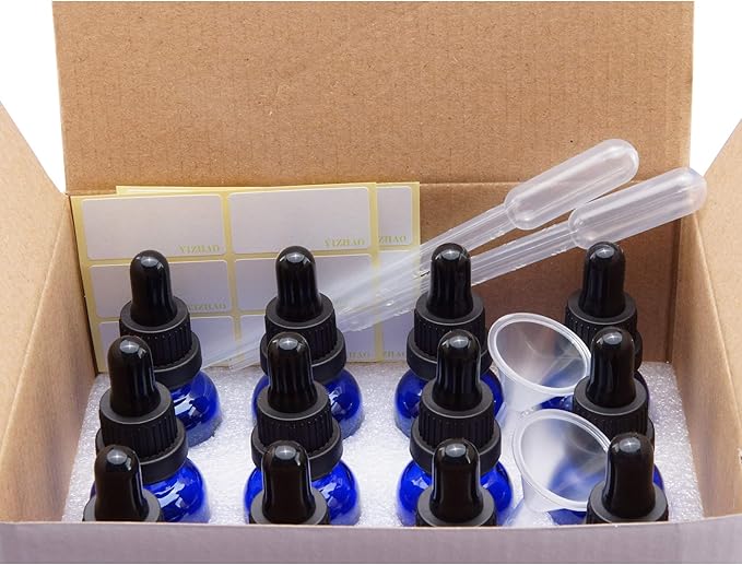 YIZHAO Clear Glass Dropper Bottle 1oz, Tincture Bottles with Glass Dropper, for Essential Oils, Aromatherapy, Cosmetic, Laboratory, Pharmacy, Liquids, Travel –12 Pcs