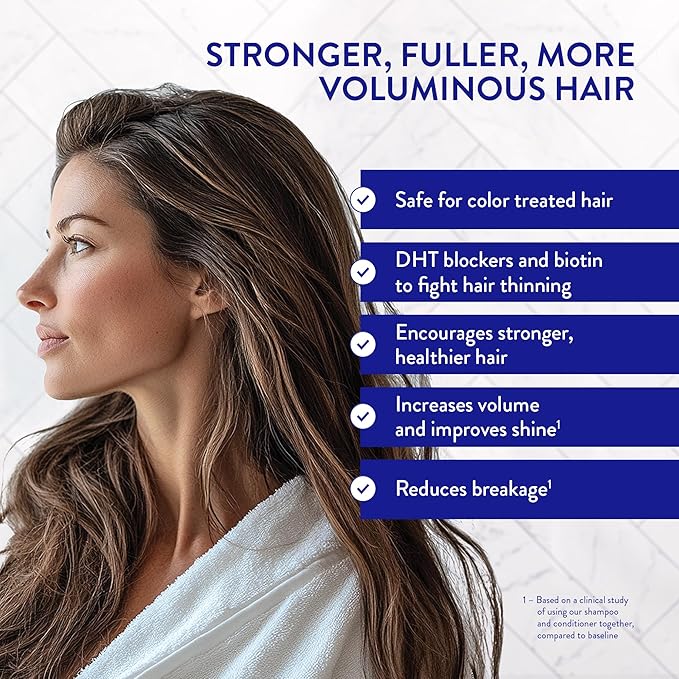 Routine Wellness 1 Liter Anti-Thinning Volumizing Shampoo and Conditioner Set for Thinning Hair & Hair Loss - Grow Your Confidence with Biotin & DHT Blockers - 1 Liter Rose Hips Set
