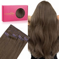 WENNALIFE Invisi Edge Real Human Hair Extensions, 16 Inch 130g 7pcs Light Ash Brown Seamless Clip in Extensions Remy Hair Clip Ins Invisible PU Skin Weft Extensiones De Cabello Hmano