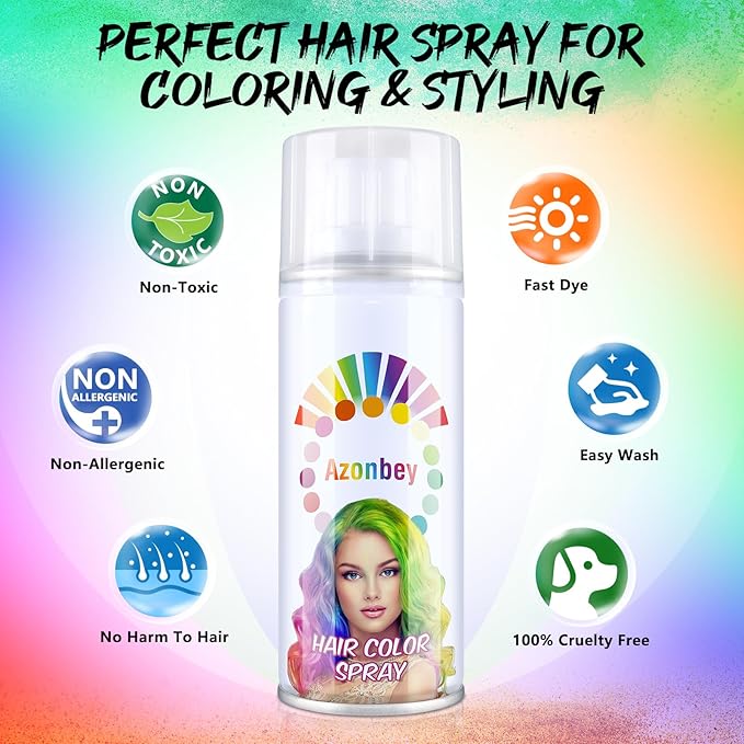Halloween Hair Spray,Temporary Hair Color Spray for Women Kids Men,Washable Hairspray,Colored Hair Spray,Color Hairspray for Halloween,Party,Cosplay,Christmas Day (01#White)