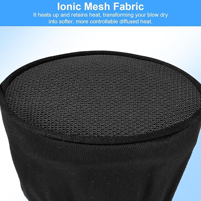 Hair Dryer Diffuser Sock, Heat Protection Cap, Fits Most Standard Blow Dryers, Portable Foldable Attachment for Curly Wavy Hair, Foldable Travel Diffuser Sock with Elastic Band