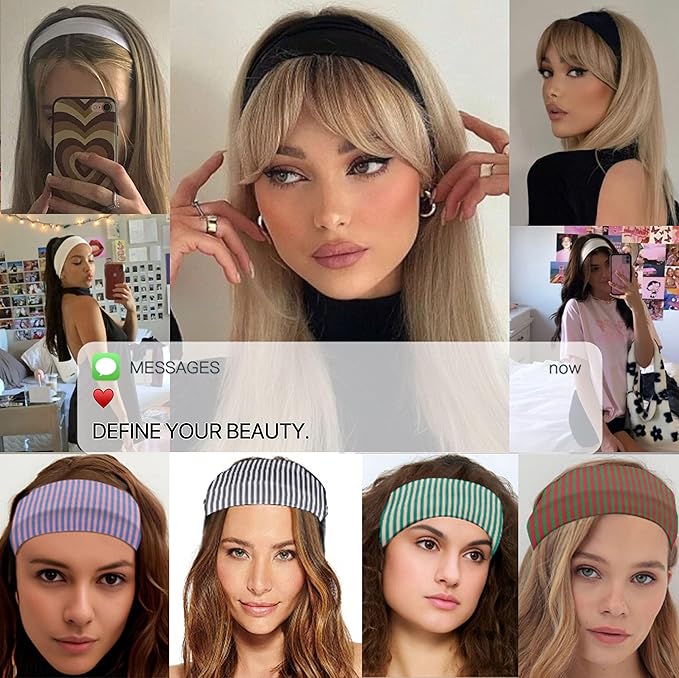 4pcs Headbands for Women Striped n's Hair Workout Yoga Running Hair Bands for Women's Hair Accessories