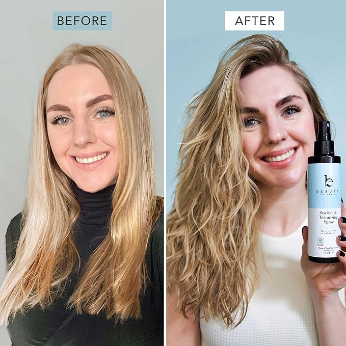 Beauty by Earth Sea Salt Spray for Textured Beach Waves & Volume - USA Made with Organic Ingredients, Texturing and Volumizing Spray for Fine Hair for Men & Women
