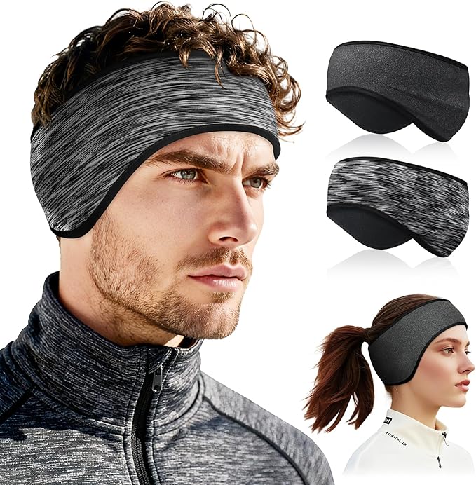 beister Ear Warmers for Women and Men, Fleece Winter Running Headbands with Ear Muffs, Windproof Thermal for Outdoor Sports