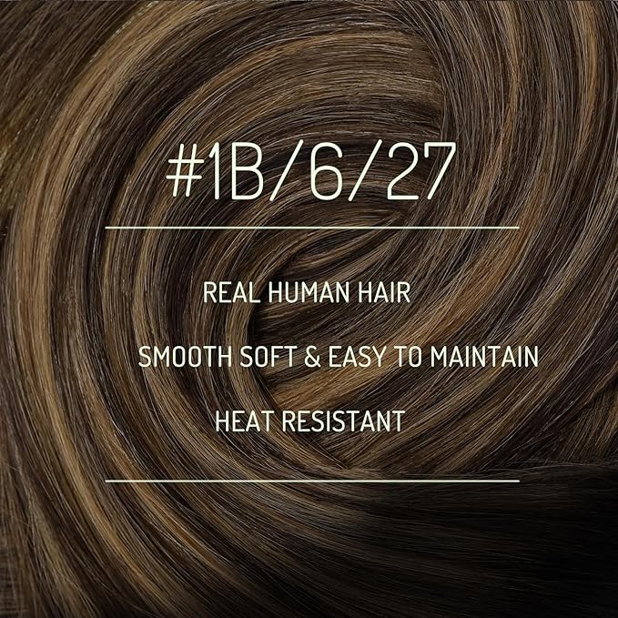 RUNATURE Balayage Clip in Hair Extensions, 18 Inch Hair Extensions Clip Ins, Double Weft Human Hair Clip in Extensions, Remy Natural Hair, 120g 7pcs #1B/6/27 Black Rooted to Brown Highlight Blonde