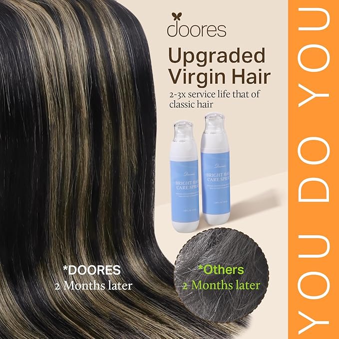 DOORES Clip in Hair Extensions Real Human Hair, Balayage Natural Black to Light Blonde 18 Inch 135g 7pcs, Extensions Real Remy Clip ins Natural Thick Weft for Women