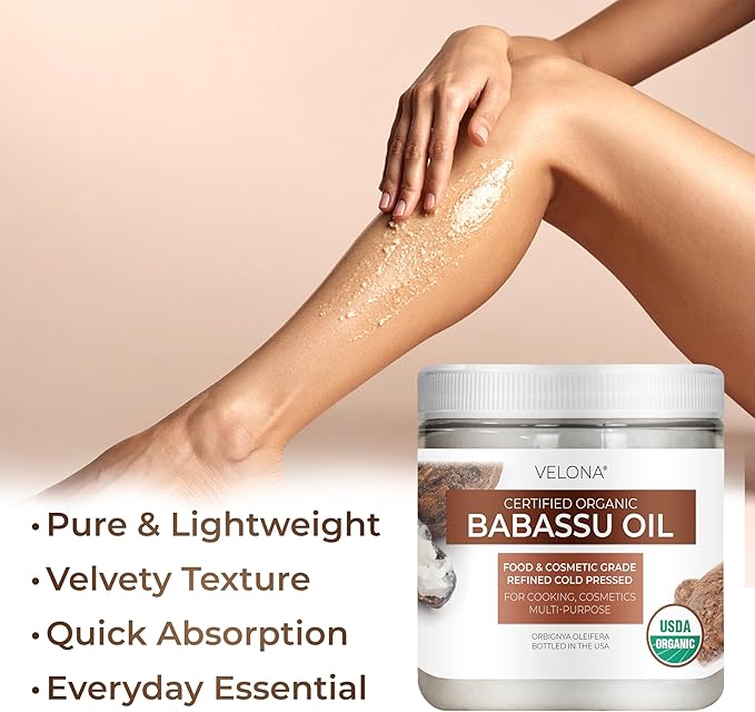 velona Babassu Oil USDA Certified Organic - 16 Fl Oz | 100% Pure and Natural Carrier Oil | Refined, Cold Pressed | Face, Hair, Body & Skin Care and Cooking | Use Today - Enjoy Results