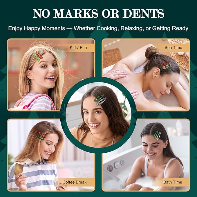 Party Snap Hair Clips by FLAREANN – 36 PCS 2 Inch Non-Slip Metal Barrettes in Glitter, Shimmer, Enamel & Metallic Finishes – Red Green Gold & Silver Hair Accessories