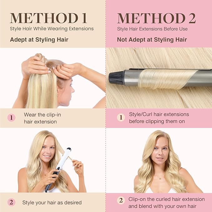 GOO GOO Clip in Hair Extensions Real Human Hair, Remy Human Hair Extensions Clip ins for Women, Natural Human Hair, 20inch 110g 7Pcs, 22F Light Golden Blonde