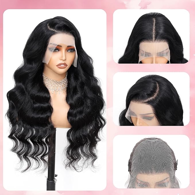24 Inch 13x6 Body Wave Lace Front Wigs Human Hair 200 Density HD Transparent Lace Front Wigs for Black Women Glueless Frontal Wigs Human Hair Pre Plucked
