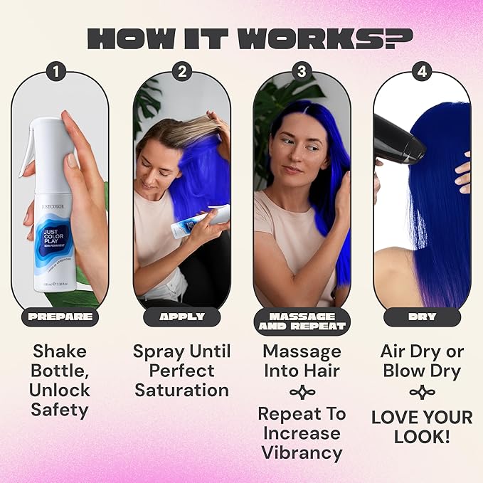 Just Color Semi Permanent Spray Dye | Customizable Shades | Ready in 10 Minutes | No Mess - Sprayable Hair Color | Leave in Conditioner | Red Bite Hair Dye Spray | Lasts 8-12 Washes | Pack of 2