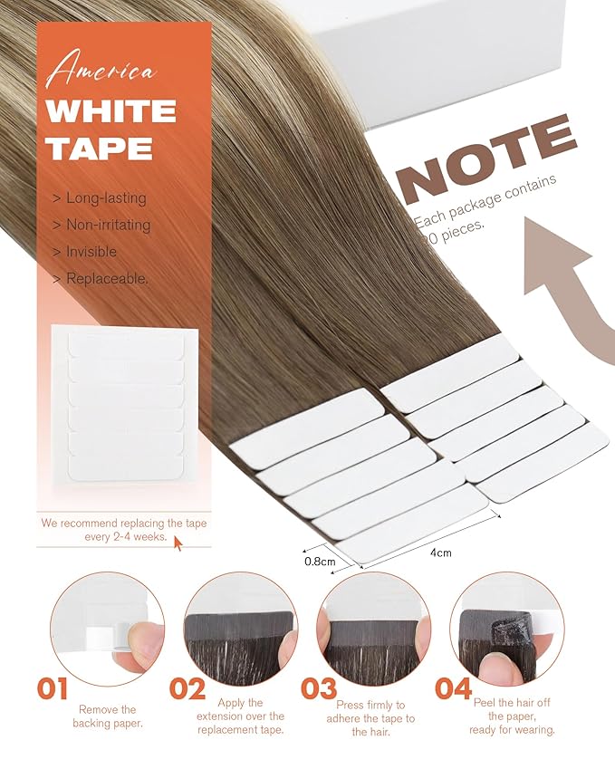 Sunny Hair Tape in Hair Extensions Human Hair, Human Hair Tape in Extensions Light Brown Balayage Blonde Hair Extensions Real Human Hair Tape in 12Inch 30g