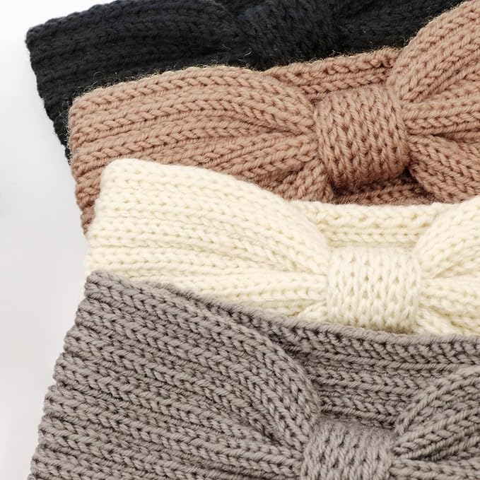 DRESHOW Knit Crochet Headband for Women Ear Warmer Soft Turban Stretch Warmer Headbands Winter Fashion Head Wrap