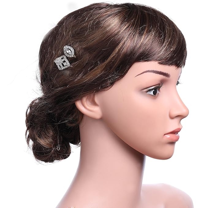 BABEYOND Vintage Hair Pins Clips for Women 1920s Crystal Rhinestone Feather Hair Pins Great Gatsby Hair Piece (A-Silver)