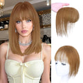 WECAN Hair Toppers for Women Real Human Hair 3D Bangs Clip 100% Human Toppers for Women 10 Inch Clip in Bangs Hairpieces(Light Brown)