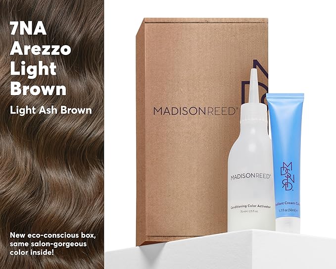 Madison Reed Radiant Hair Color Kit - 7NA Light Ash Brown with Cool Smoky Undertones (Arezzo Brown), Dimensional Gray Hair Blending Permanent Hair Dye, PPD-Free & Ammonia-Free, 1 Pack