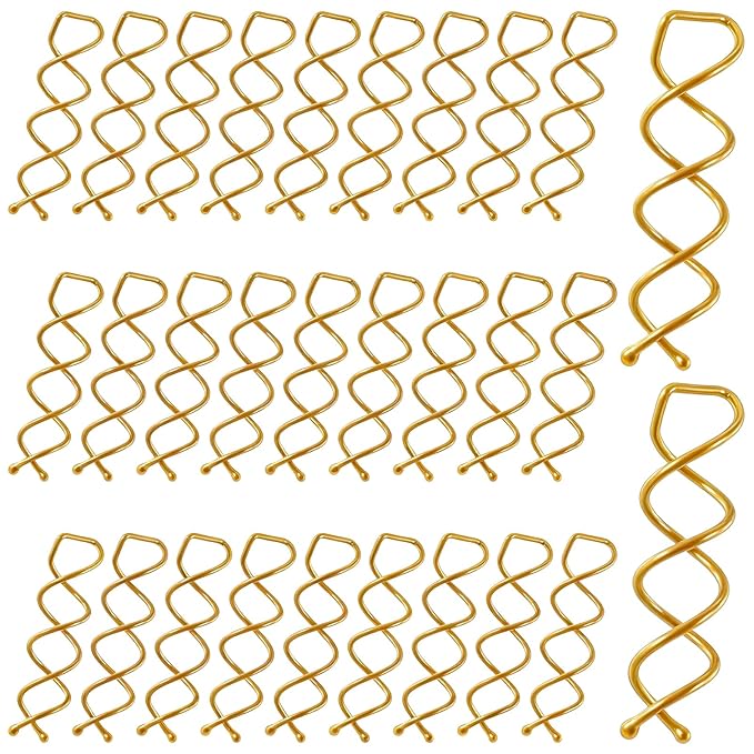 30 Pcs Spiral Hair Pins, Spin Pins for Hair, Alloy Spiral Bobby Pins, Bun Twist Spiral Hair Pins with Non-scratch Rounded Tips for Women Bun Hair Style (Gold)