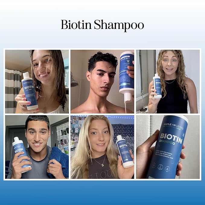 Rosemary and Biotin Shampoo for Thinning Hair - Vegan Volumizing Shampoo for Fine Hair with B Vitamins Argan Oil & Tea Tree Essential Oil - Paraben Silicone and Sulfate Free Vegan Formula (8 Fl Oz)