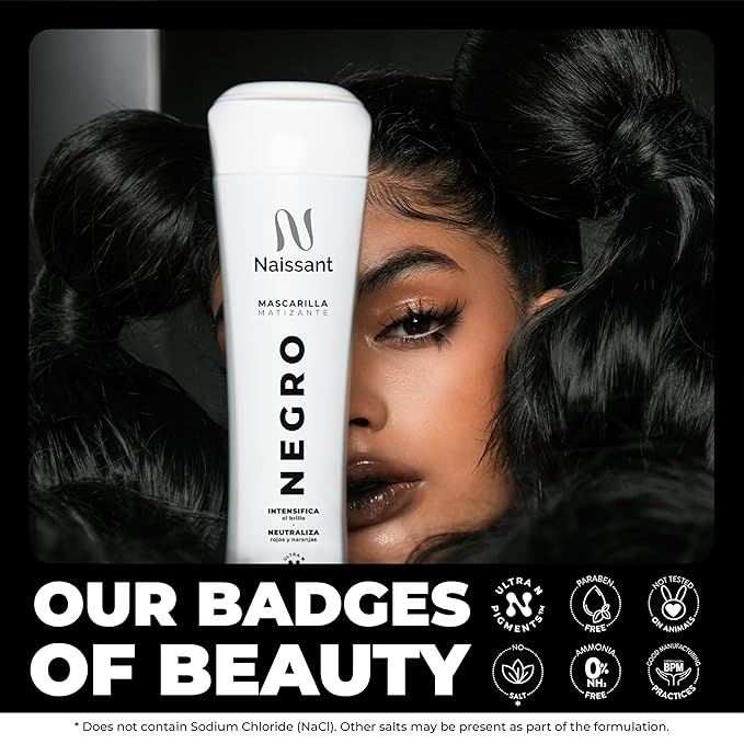 naissant Cool Black Hair Toning Mask | Ultra High-Purity Pigments | Neutralizes Red & Orange Undertones | Hyaluronic Acid, Collagen & Biotin | Paraben, Ammonia & Sulfate Free | 10.1 Fl. Oz