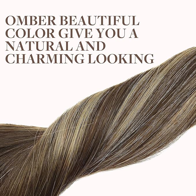 GOO GOO Clip in Hair Extensions Real Human Hair, Remy Human Hair Extensions Clip ins for Women, Natural Human Hair, 20inch 120g 7Pcs, 4/26/4 Balayage Chocolate Brown to Honey Blonde