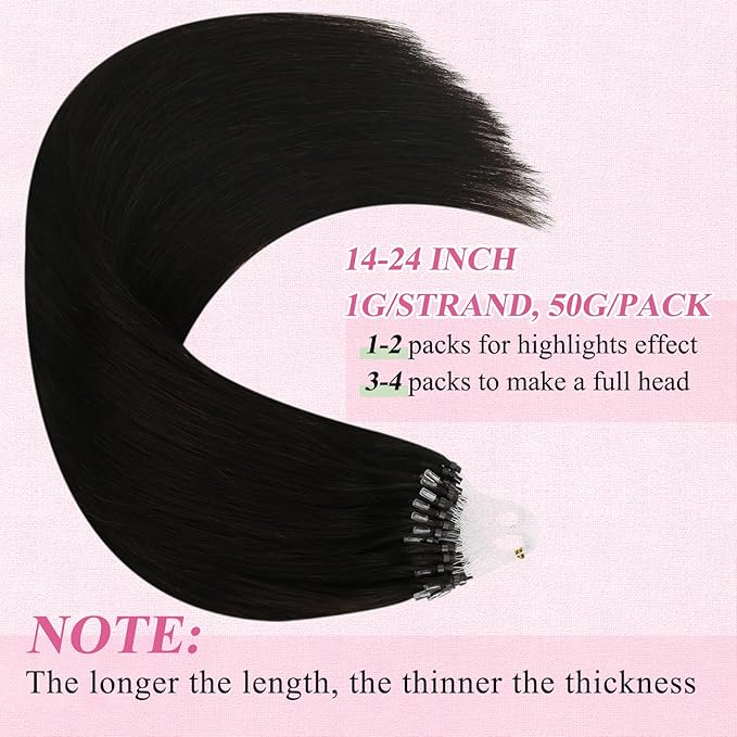 YoungSee Micro Loop Hair Extensions Real Human Hair Dark Brown Micro Ring Hair Extensions Human Hair Dark Brown Micro-Beads Hair Extension 22In 50s 50g Microring Hair Extension Real Hair for Weddings