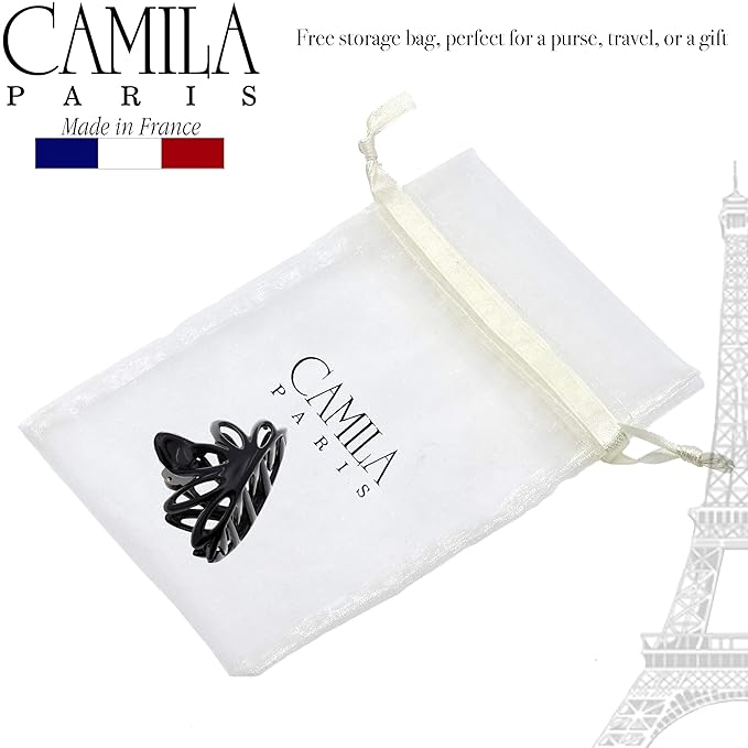 Camila Paris CP853 French Hair Clip for Women Thick Hair for Long Curly Wavy Hair, Black, Girls Hair Claw Clips Fashion Styling Hair Accessories for Women, Strong Hold No Slip Grip, Made in France