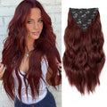 Clip in Hair Extensions for Women, 20 Inch 8PCS Red Hair Extensions Clip Ins Wavy, Synthetic Curly Hairpieces for Women, Invisible Lace Weft Hair Extension