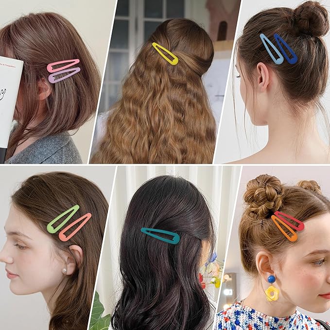 24 PCS 2.36 In Metal Snap Hair Barrettes For Women Water Drop Shape Hair Clips For Thick Thin Fine Hair,Matte Mix Colors