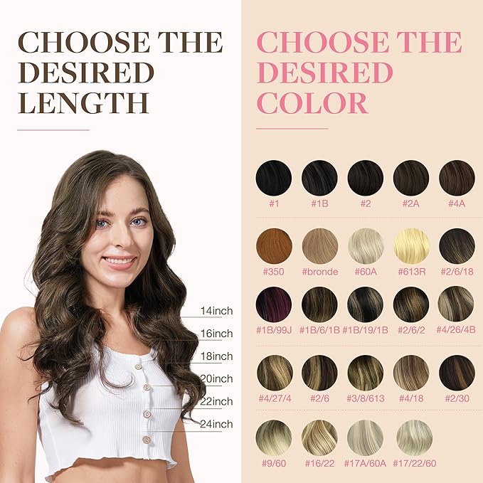 GOO GOO Tape in Hair Extensions Human Hair, 2/6 Dark Brown Highlighted Chestnut Brown, 14inch 50g 20pcs, Thick Ends Straight Seamless, Invisible Tape in Hair Extensions