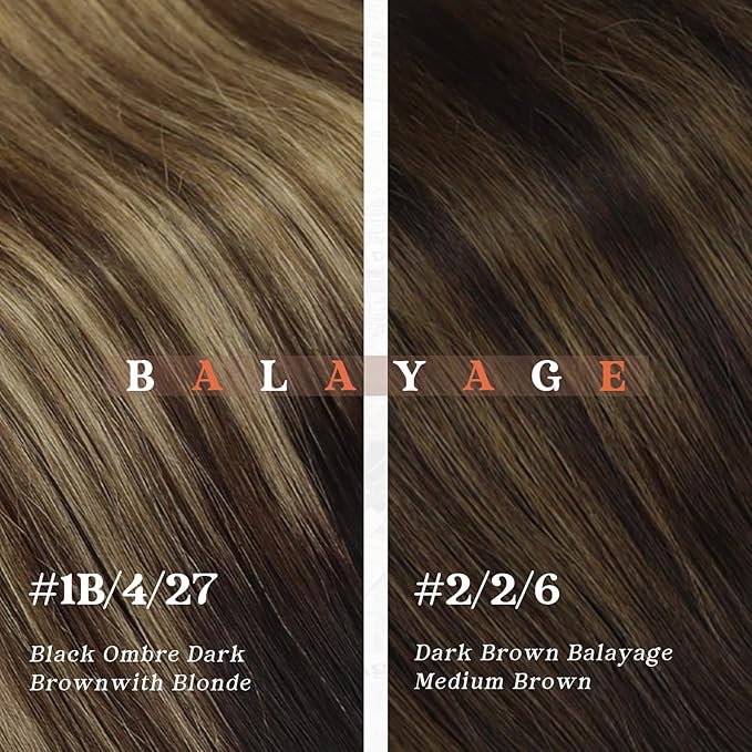 Ve Sunny Human Hair Clip in Extensions, Balayage Clip in Hair Extensions, Clip in Extensions Real Human Hair, Black Root Brown to Blonde Hair Extensions for Daily Use, 20inch 7pcs 120g