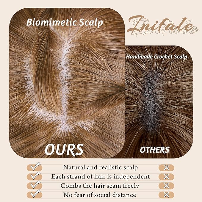 Hair Toppers for Women Real Human Hair,10 inch 30g Light Brown Human Hair Topper for Women 150% Density Silk Base Middle Part Clip in Hair Pieces Straight Hair for Daily Use