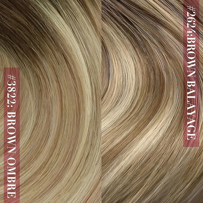 YoungSee Balayage Clip in Hair Extensions Invisible Clip in Hair Extensions Human Hair Walnut Brown Ombre Light Brown with Blonde Clip in Human Hair Extensions for Women 120G 16Inch