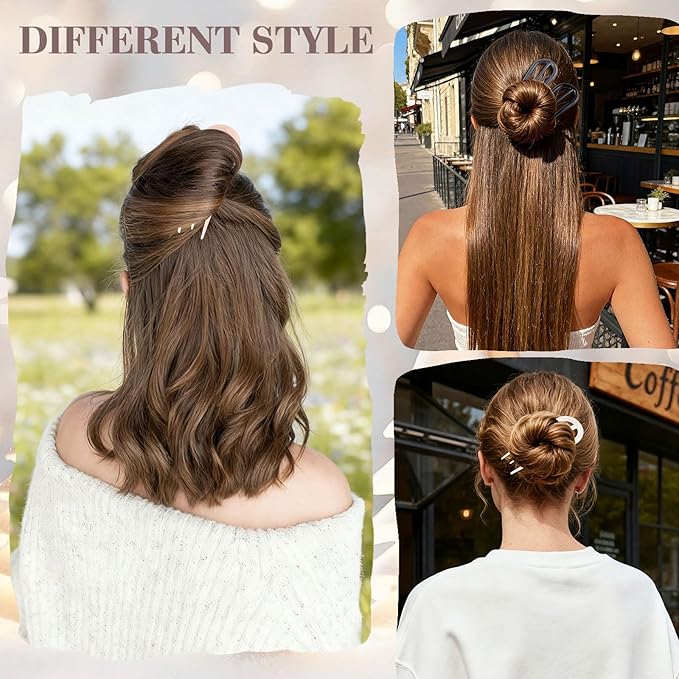 6 PCS French Hair Pins for Women - Large U-Shaped Hair Forks with Internal Teeth, Strong Hold for Thick & Thin Hair, Effortless French Twists, Updos, Buns & Chignons, Hairstyle Accessories
