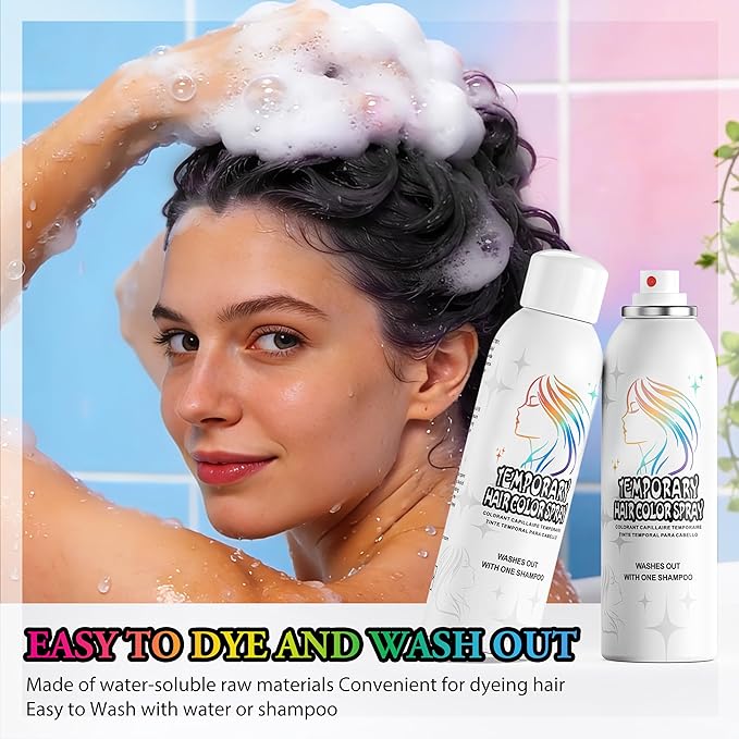 Temporary Hair Color Spray | 150ml Instant Hair Spray for Adults & Kids | Washable & Non-Sticky, Gentle Formula, Black | Halloween, Cosplay, Costume Party, Festivals