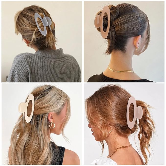 4Pcs Hair Claw Clips Large Oval Hair Clips for Women Strong Hold Non Slip Jaw Clips for Thick Thin Hair(Neutral)