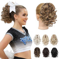 REECHO 9" Short Ponytail Extension, Classic Loose Curly Wavy Claw Clip Pony tails Hair Extensions HP001 Hairpieces for Women (Light Brown with Blonde Highlights)