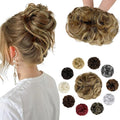 Messy Bun Hair Piece Wavy Curly Scrunchies Fluffy Donut Thick Updo Elegant Chignon Hairpieces for Women Girls, Ash Blonde Mix Ginger Brown 1.4oz