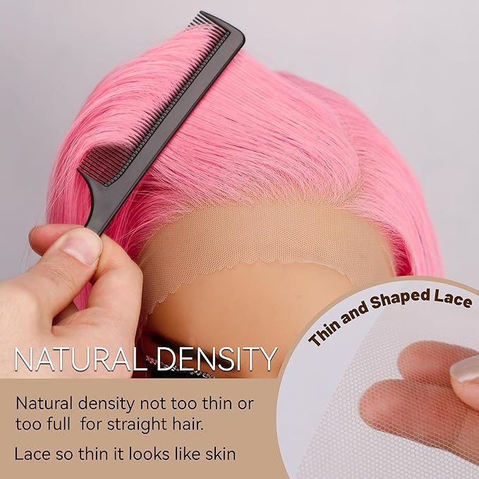 BLL Pink Wig, 13x4 Synthetic Lace Front Wig Pre-Plucked Glueless Long Silk Straight Wigs With Baby Hair Natural Density Ready to Wear Wigs For Women Suitable For Daily Party Wear 26inch
