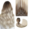 Pro2.0 Remy Real Human Hair Extensions Clip ins 120g Thick 7pcs Color #8/60 Ash Brown to Platinum Blonde Remy Clip in Hair Extensions Real Human Hair 16inch Double Weft（#8/60-16inch）