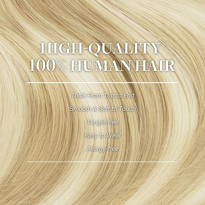 GOO GOO Clip in Hair Extensions Real Human Hair, Remy Human Hair Extensions Clip ins for Women, Natural Human Hair, 14inch 120g 7Pcs, 18D/22F Dirty Blonde Highlights